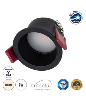 GLOBOSTAR® IP 60342 Χωνευτό Downlight Σποτ Μπάνιου & WC LED 7W 750lm 45° AC 220-240V Αδιάβροχο IP44 Φυσικό Λευκό 4500K - Lumileds SMD Chip & TÜV SÜD Driver - Μαύρο Ματ - Μ6.6 x Π6.6 x Υ5.3cm - Q5.5cm - 5 Χρόνια Εγγύηση